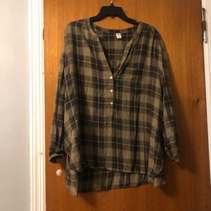 Green and Black Flannel Shirt